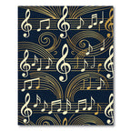 Golden Musical Notes on Navy Blue Rug