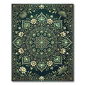 Emerald Green Floral Lotus Mandala Rug