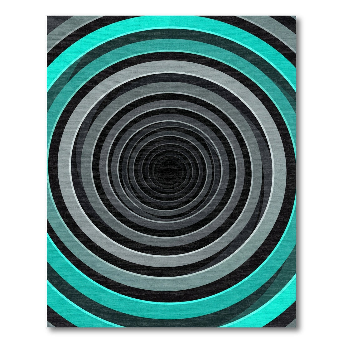 Modern Cyan and Gray Vortex Tunnel Rug