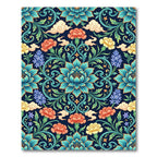 Ornate Teal Floral Blossom Cloud Tapestry Rug