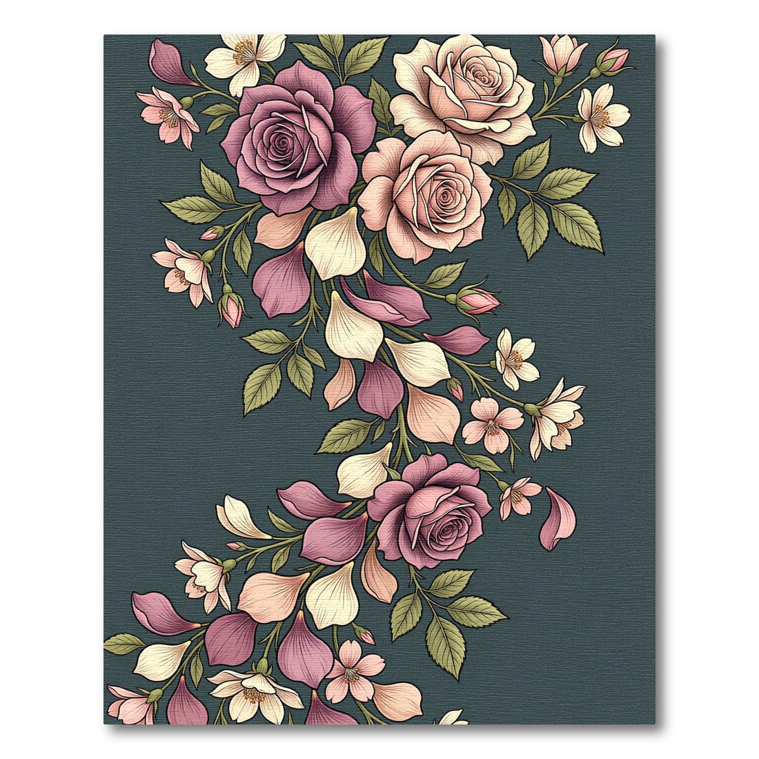 Elegant Pink Rose Floral Bouquet Rug