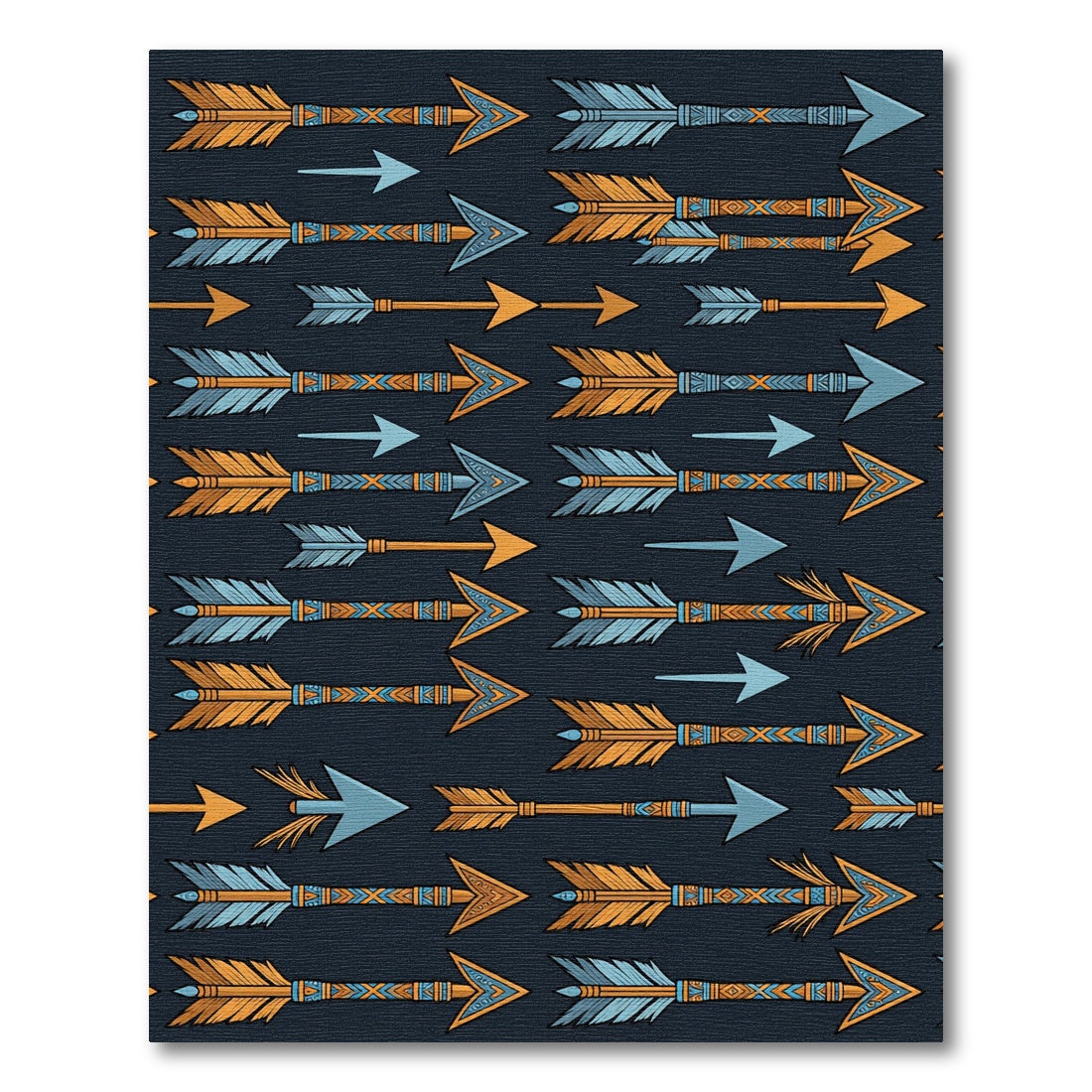 Orange and Blue Feathered Arrow Boho Rug