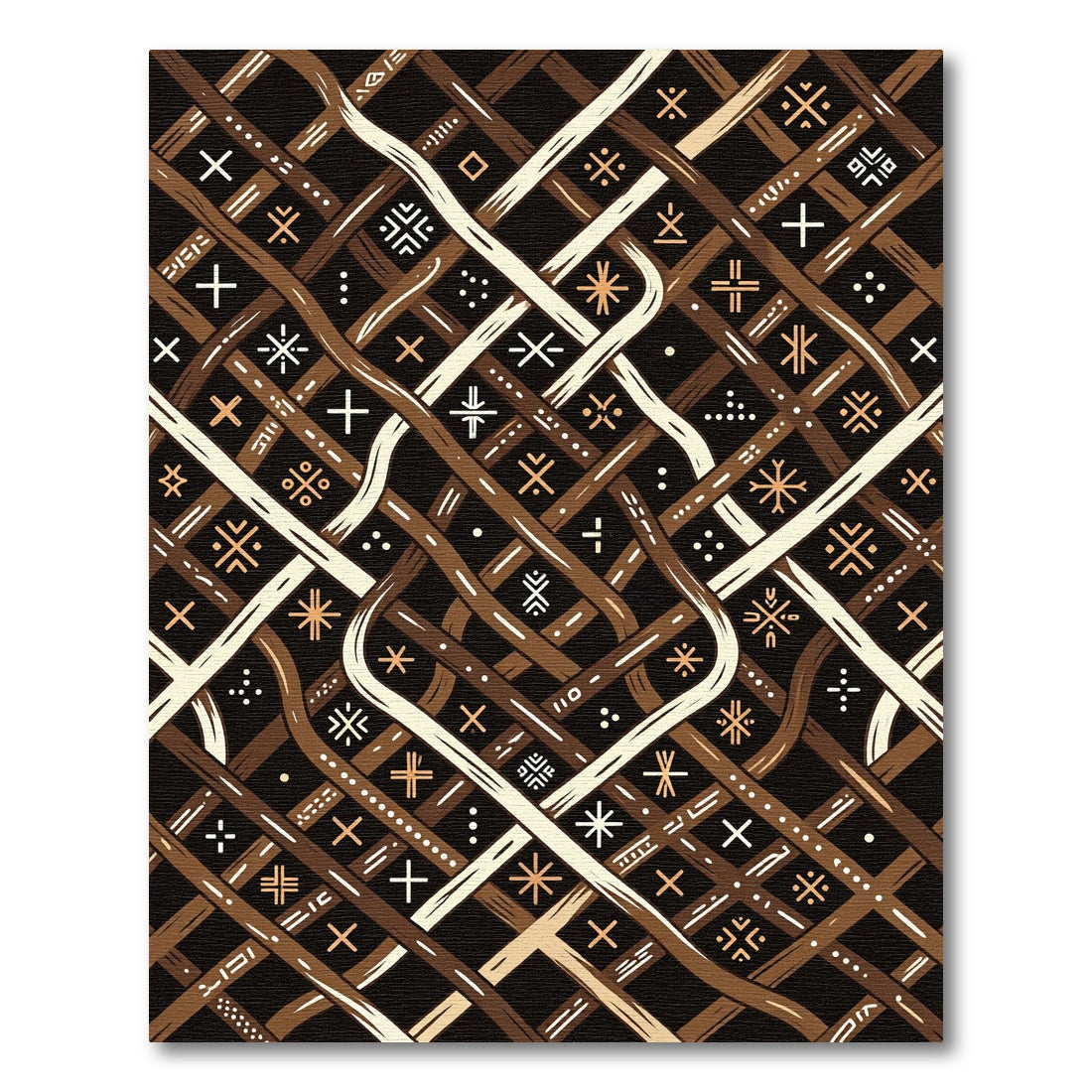 Earthy Tones Woven Abstract Line Art Rug