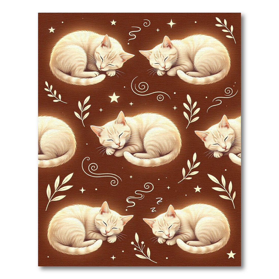 Whimsical Cream Cats Sleeping Starry Night Rug