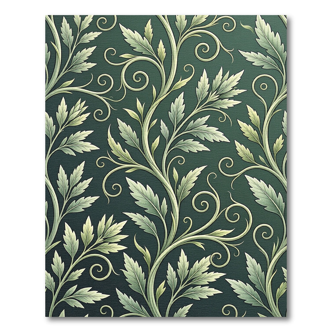 Elegant Sage Green Botanical Scroll Rug