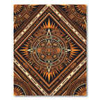 Aztec Sun Orange Geometric Diamond Rug