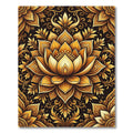 Elegant Golden Lotus Damask Medallion Rug