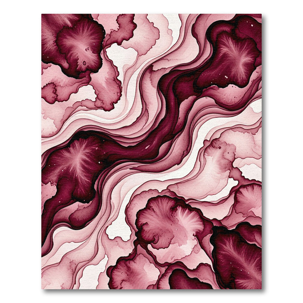 Abstract Burgundy Flowing Ink Swirls Rug