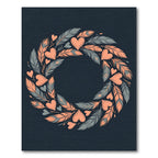Boho Feather and Heart Wreath Rug