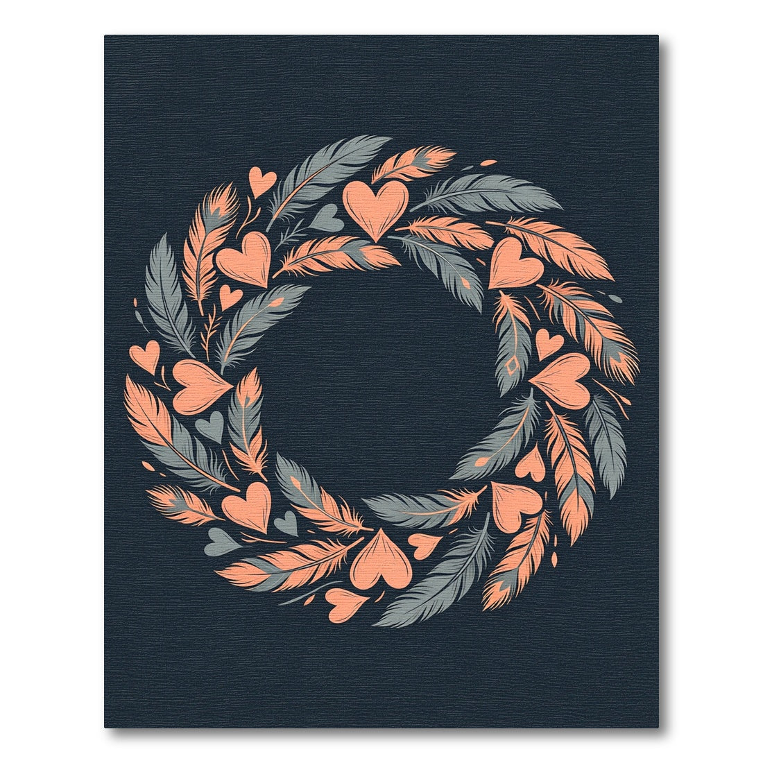Boho Feather and Heart Wreath Rug