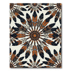 Native Earthy Feather Mandala Medallion Rug