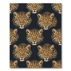 Golden Leopard Head All Over Print Rug