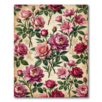 Vintage Romantic Pink Rose Floral Garden Rug