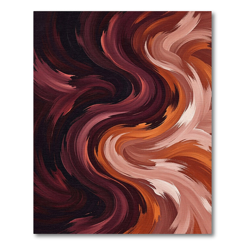 Abstract Crimson And Copper Swirl Rug