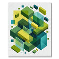 Abstract Geometric Blocks Teal Yellow Green Rug