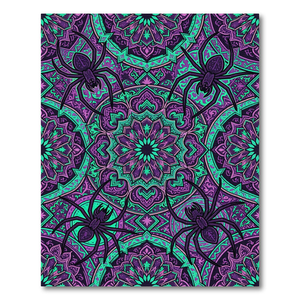 Gothic Neon Purple Spider Mandala Rug