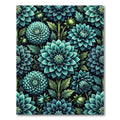 Teal Botanical Dhalia Blooms Rug
