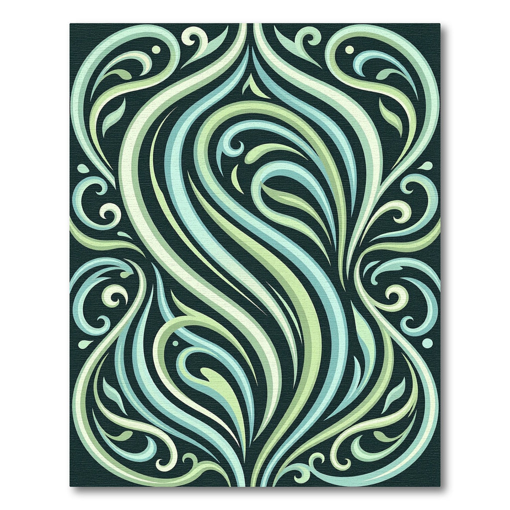 Elegant Sage Seafoam Flowing Swirls Rug