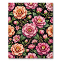 Vibrant Pink and Peach Camellia Garden Rug