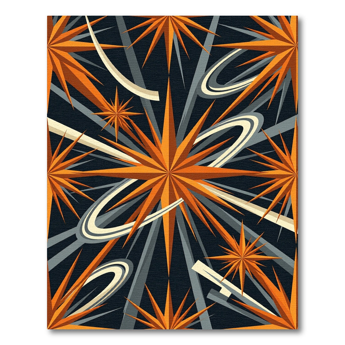 Celestial Mid-Century Orange Starburst Space Rug