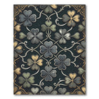 Vintage Green Clover Medallion Arrangement Rug
