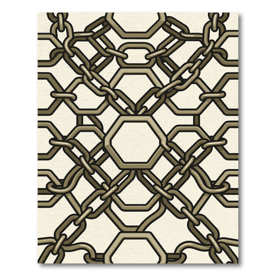 Brown Interlocking Chain Hexagon Rug