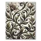 Ornate Bronze Floral Vine Swirl Rug