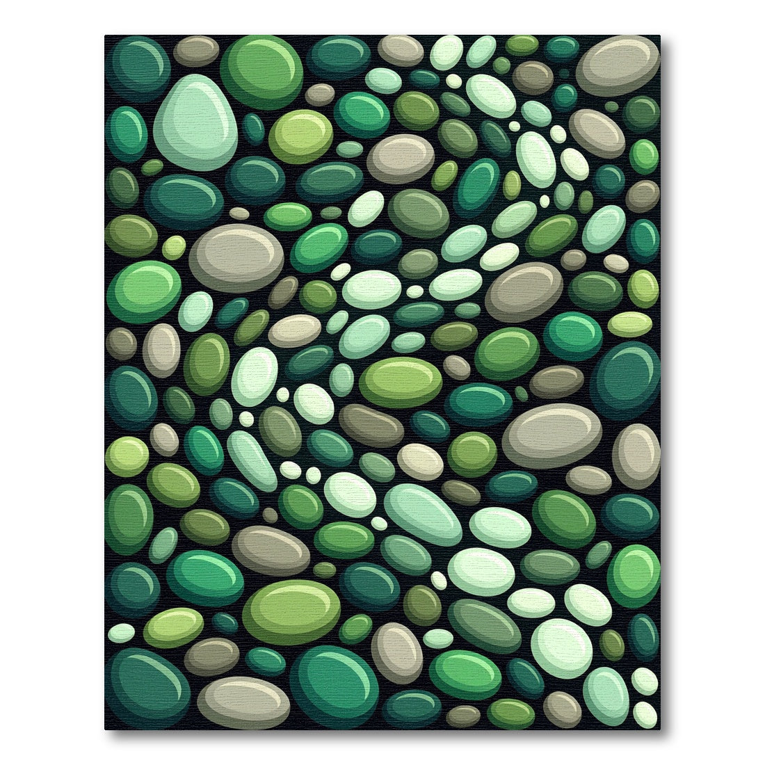 Green Pebble Cluster Abstract Rug