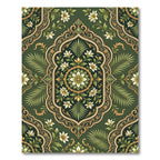 Emerald Green Floral Medallion Garden Rug