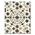 Chic Black Brown Folk Art Blossoms Rug
