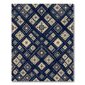 Deep Blue Golden Square Medallion Rug