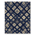 Deep Blue Golden Square Medallion Rug