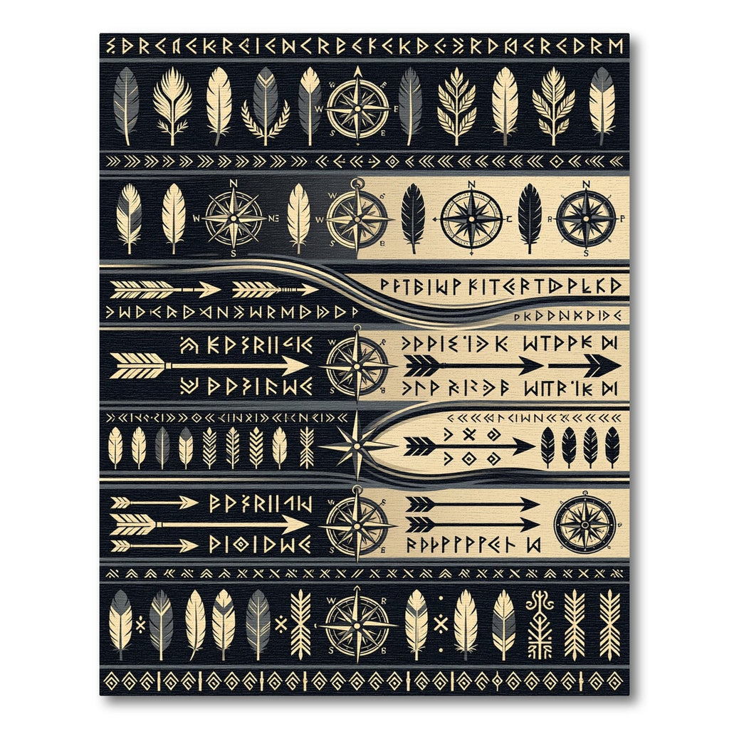 Navajo Feathers Compass Arrows Rug