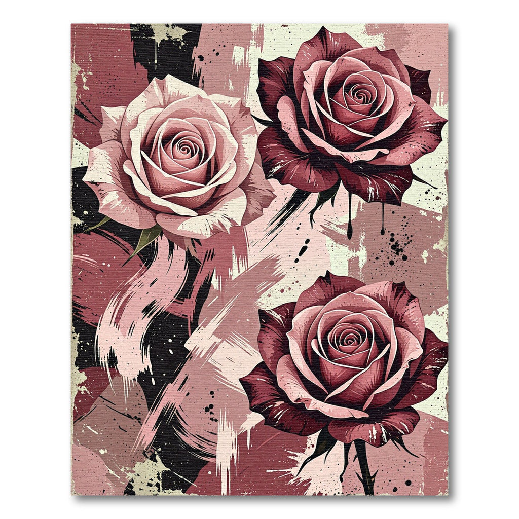 Crimson Rose Abstract Splatter Rug