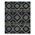 Tribal Diamond Black Gray Cream Rug