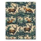 Whimsical Woodland Creature Forest Tapestry Rug