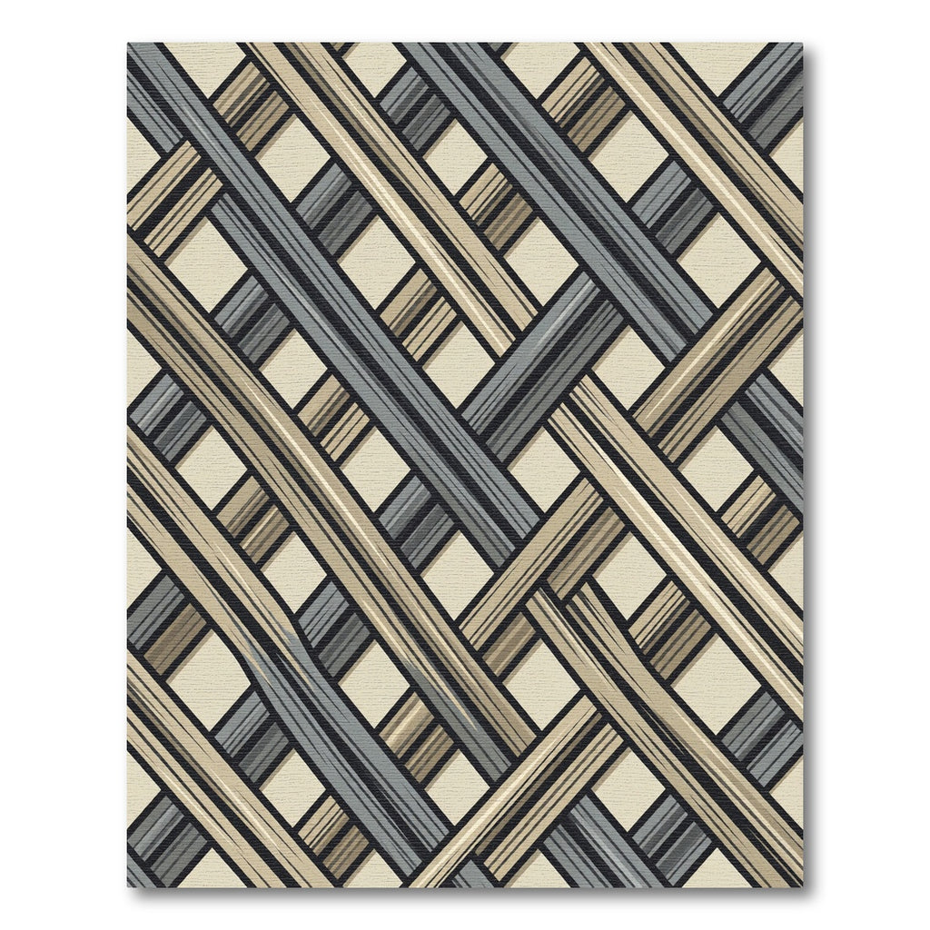 Neutral Gray Tan Woven Lattice Rug