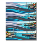 Serene Blue Nautical Harbor Wave Rug