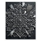 Monochromatic Intricate Mandala Fractured Design Rug