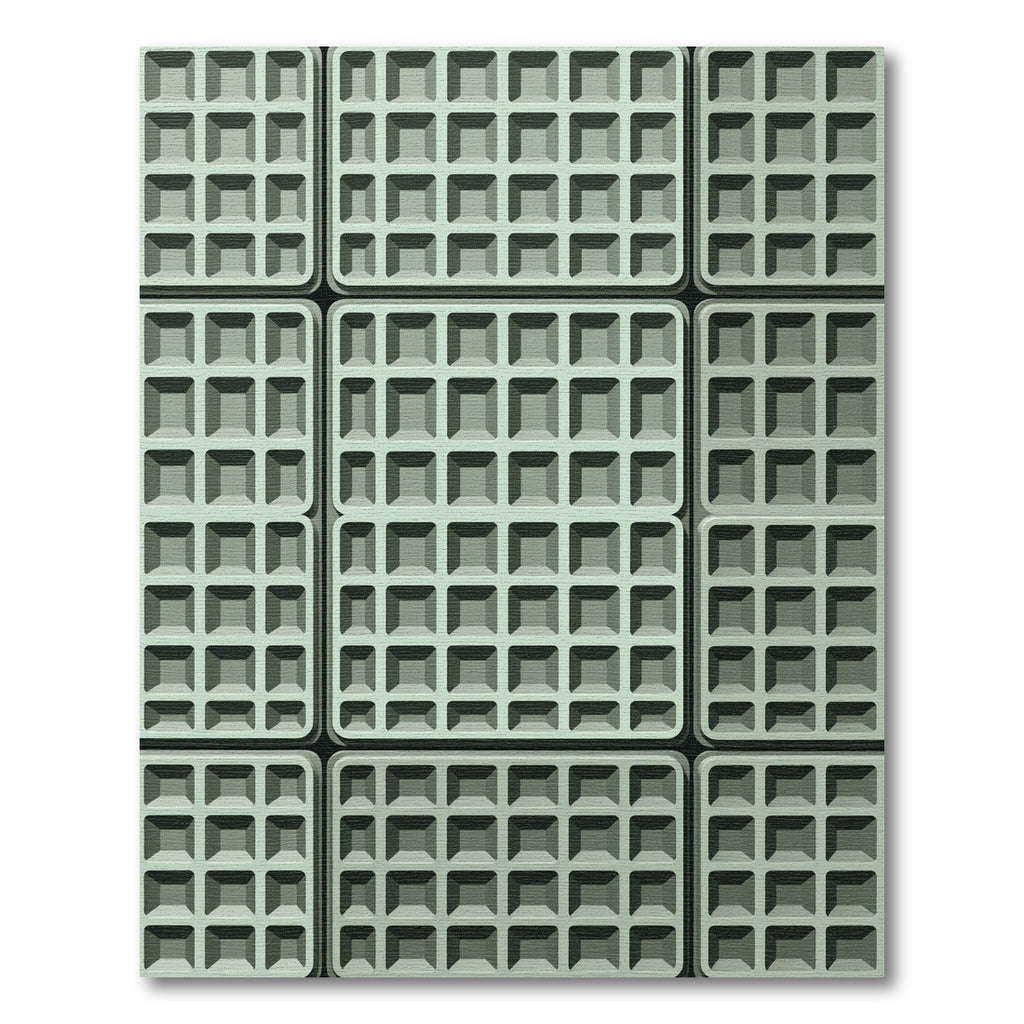 Sage Green Geometric Grid Texture Rug