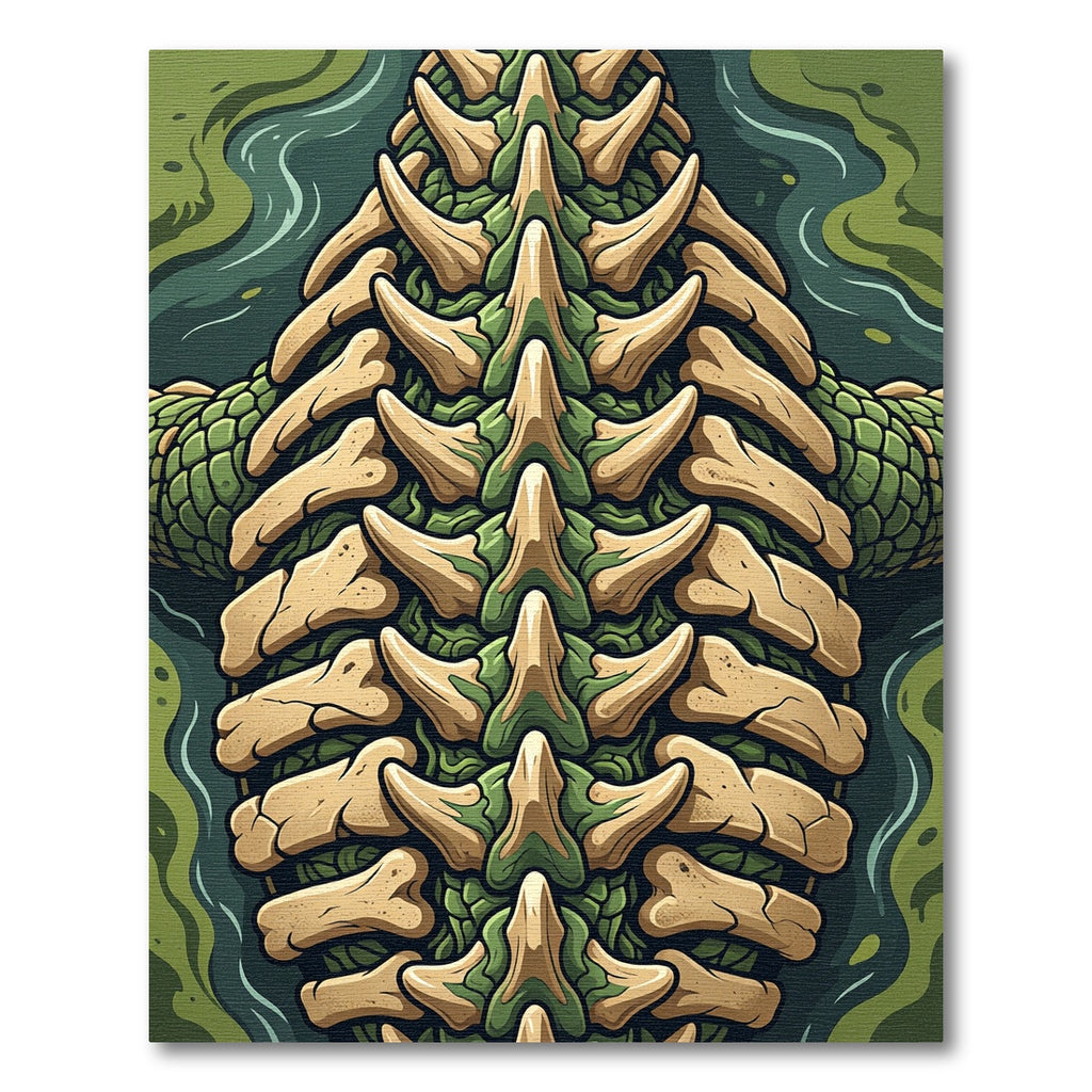 Emerald Reptilian Bone Spine Art Rug