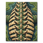 Emerald Reptilian Bone Spine Art Rug