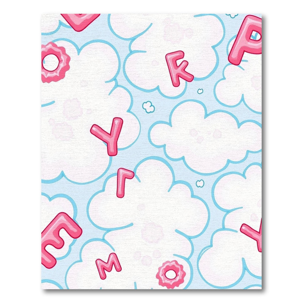 Pink Alphabet Clouds Whimsical Sky Rug