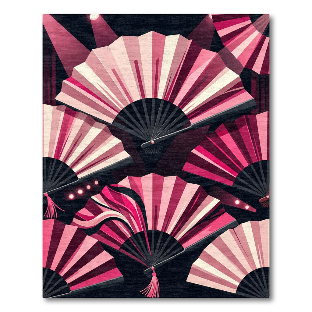 Graphic Pink Fan Composition Art Rug