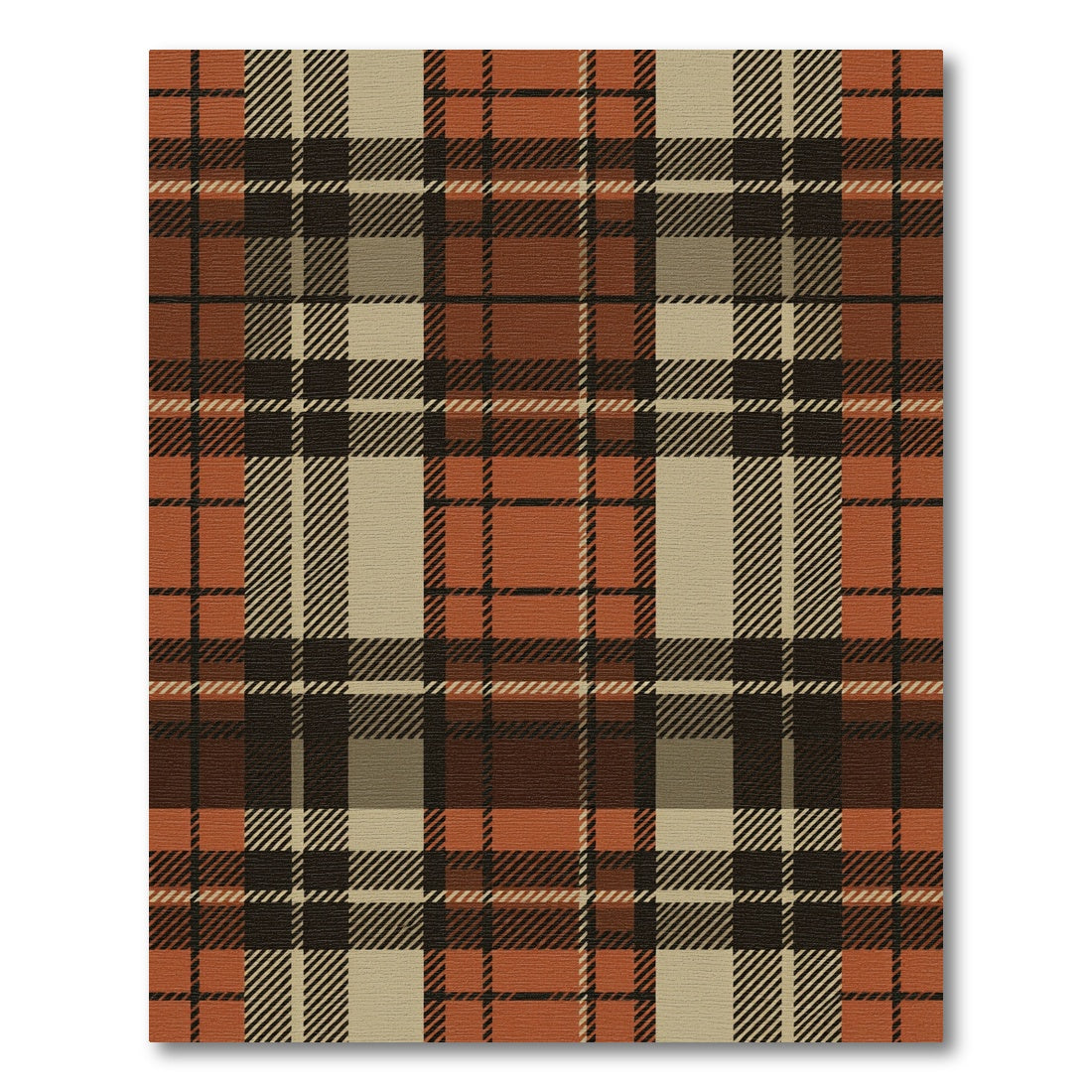 Rustic Autumn Plaid Checkered Terracotta Rug
