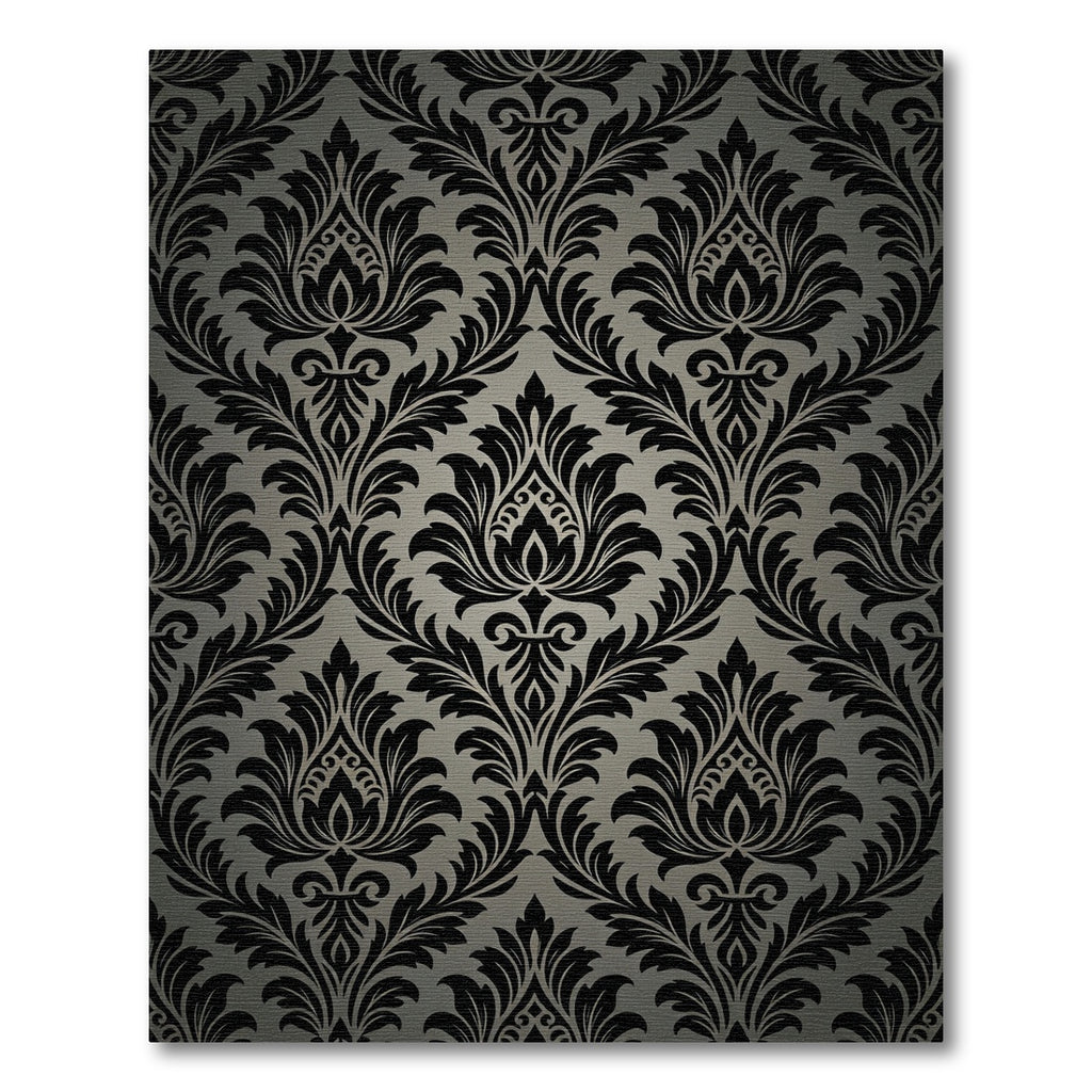 Black and Gray Damask Floral Rug