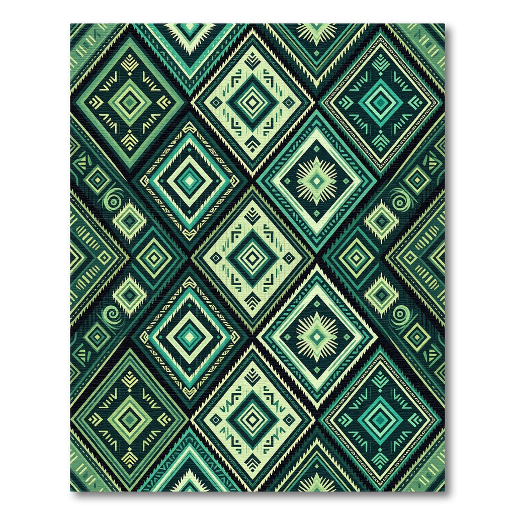 Emerald Tribal Diamond Geometric Rug