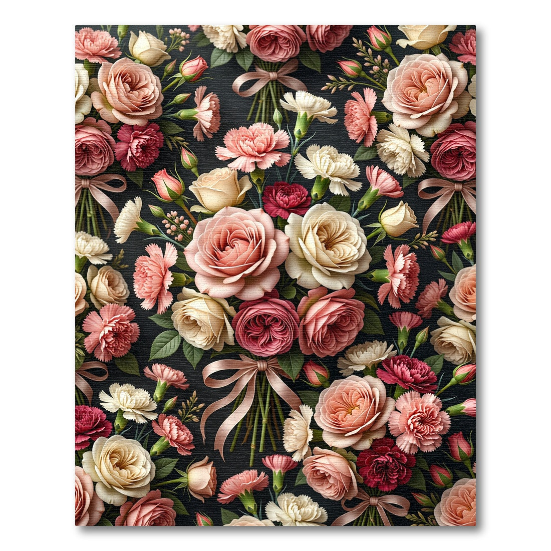Elegant Romantic Pink Floral Bouquet Rug