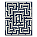 Modern Navy Monochrome Labyrinth Maze Area Rug