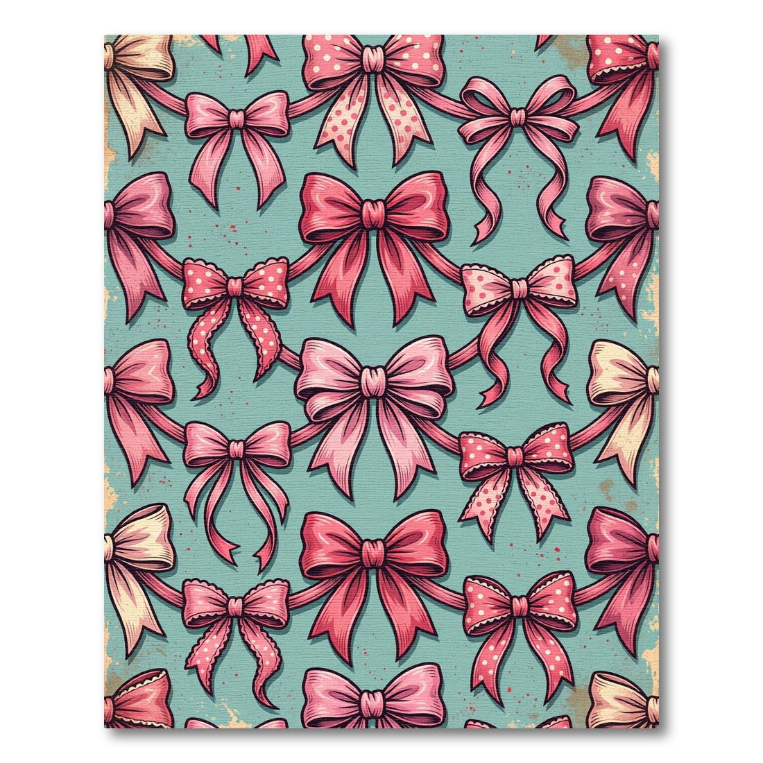 Vintage Pink Bow Ribbon Garland Rug
